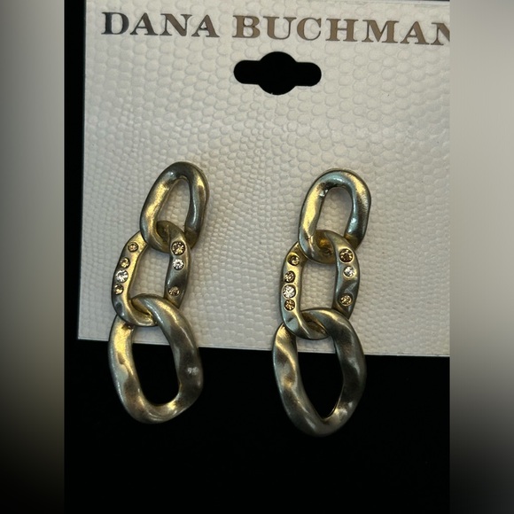 NWT Dana Buchman gold post earrings with rhinestone - Picture 5 of 6